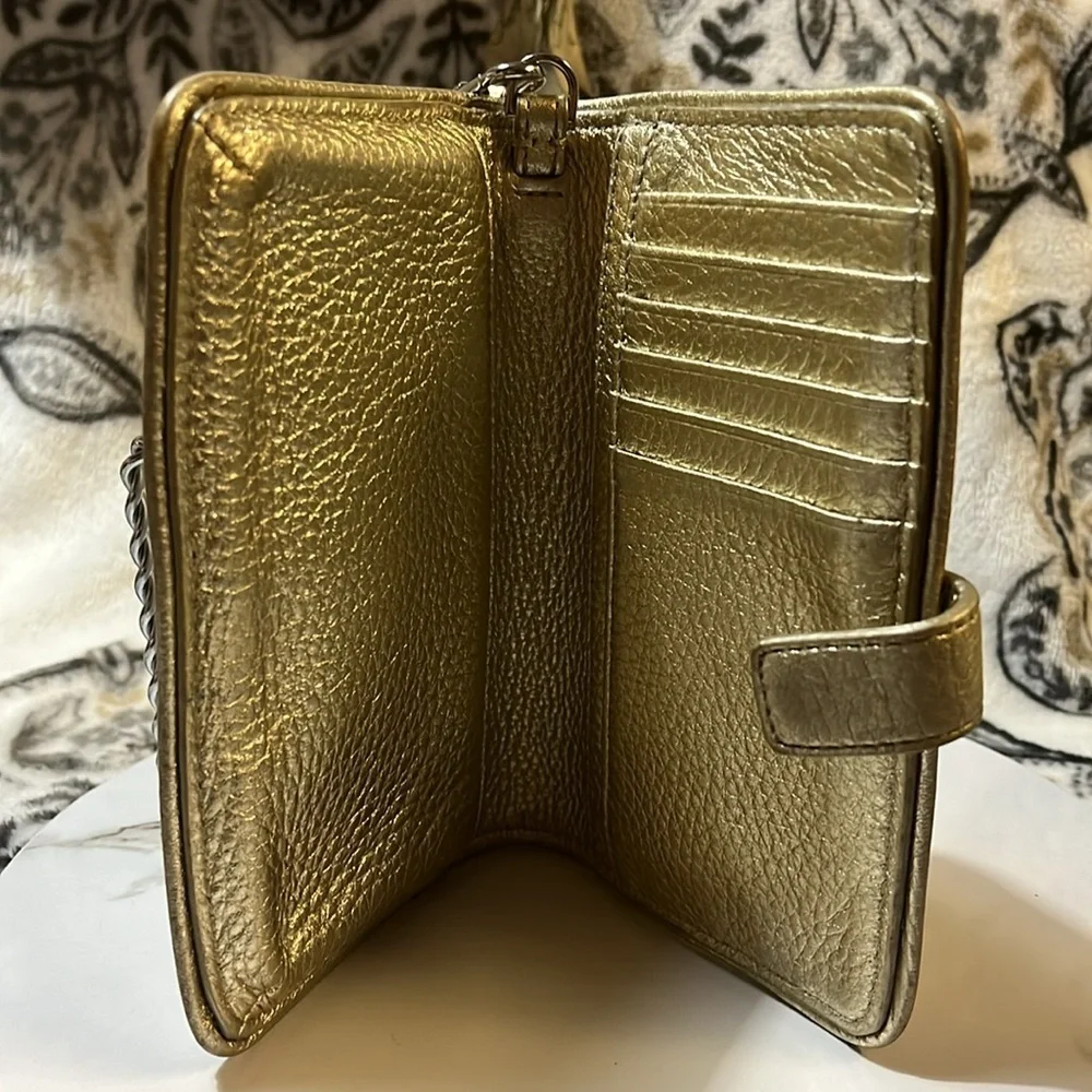 Tory Burch Metallic Gold Leather Britten Wallet